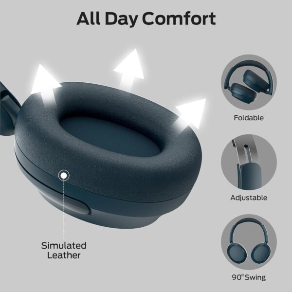 Monster Persona 3rd ANC Bluetooth Headphones, Over Ear Headphones with Bluetooth 5.4, 70 Hours Playtime, Noise Cancelling Headphone with Mic, Foldable Lightweight Headset, Comfort Fit, Blue