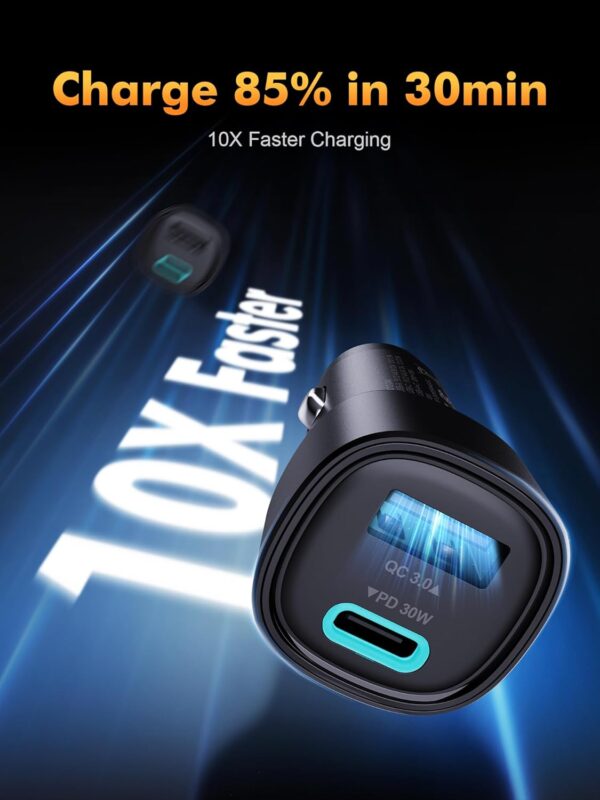 71LI4R47qbL._AC_SL1500_.jpg GRIFEMA 48W Car Charger Fast Charge, Dual Port Cigarette Lighter Adapter, 30W USB C PD and 18W USB A QC 3.0, 12V 24V for iPhone 16 15 14, Samsung Galaxy, iPad