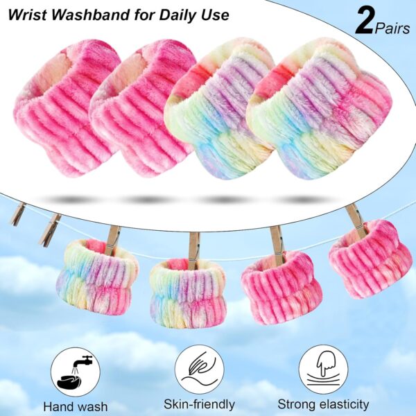 71LYpgNQVYL._SL1500_.jpg Wteehn 6pcs Headband and Wristband for Face Washing, Makeup Spa Skincare Headband, Skin Care Face Wash Headbands Wrist Bands Tools Set, for Women and Teen Girls Gifts