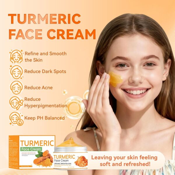71N6oGCPryL._SL1500_.jpg 4-Piece Turmeric Skincare Set with Face Wash, Cream, Soap Bar, Bubble Net, Facial Cleanser for All Skin Types, Soothing Hydrating Formula