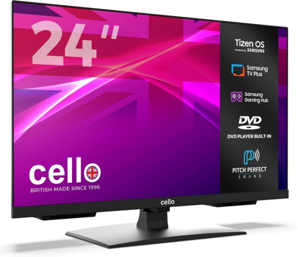 71NRXgSsCL._AC_SL1500_.jpg Cello C2426TZF 24-inch Tizen OS Smart LED TV/DVD, By Samsung, Gaming Hub, Pitch Perfect Speakers, Netflix, Bluetooth, UK Made, Ideal for Kitchen, Bedroom & Small Spaces