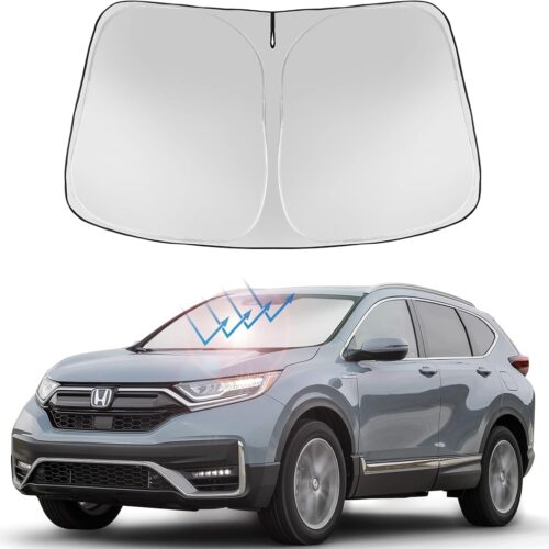 Proadsy 2025 Upgrade Windshield Sun Shade Custom Fit 2017-2022 Honda CRV Sunshade 4-Layer Foldable Front Sunshade Protector Sun Visor Blocks UV Rays Keep Car Cooler Accessories