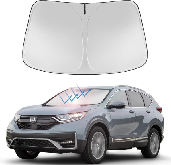 71NaDl7eDjS._AC_SL1500_.jpg Proadsy 2025 Upgrade Windshield Sun Shade Custom Fit 2017-2022 Honda CRV Sunshade 4-Layer Foldable Front Sunshade Protector Sun Visor Blocks UV Rays Keep Car Cooler Accessories