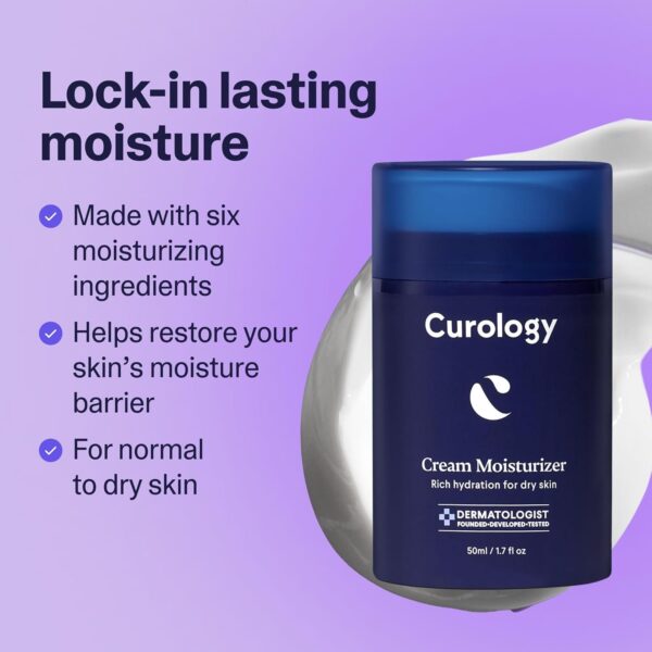 Curology Cream Moisturizer, Rich Hydrating Face Lotion for Dry Skin, with Shea Butter and Hyaluronic Acid, 1.7 fl oz