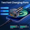GizmoVine Bluetooth Car Adapter, FM Transmitter with Bass Boost, Wireless Hands-Free Call Kit, Audio Receiver, USB C QC PD 30W Fast Charger, 12V Cigarette Lighter, U Disk MP3 Music Player