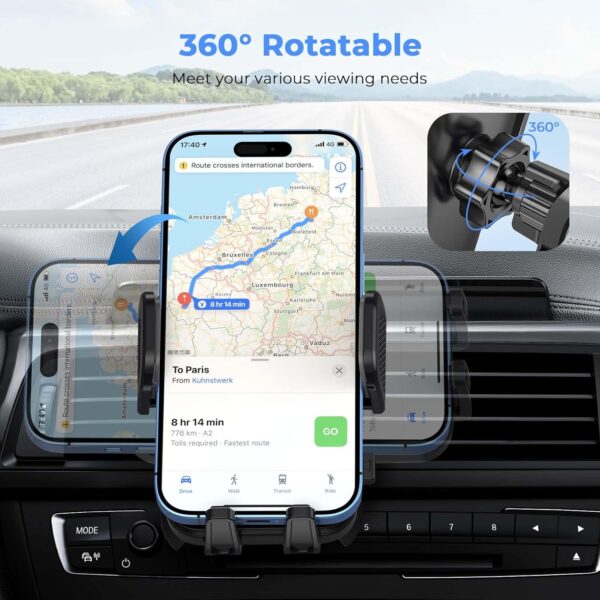71P9aopi1fL._AC_SL1500_.jpg Brencco Car Phone Holder Air Vent, 360° Rotation Car Phone Holder Hook Clip & Legs Double Support One Button Release for Cars Vent for iPhone, Galaxy, All 4.0''-7.0'' Smartphones