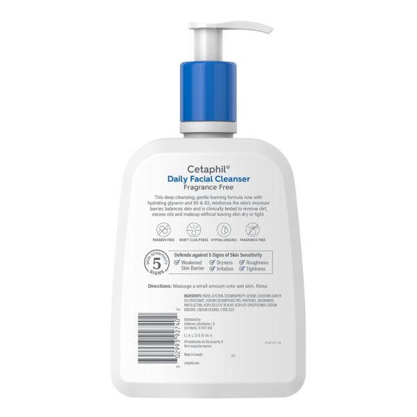 71PBt6x9zhL._SL1500_.jpg Cetaphil Face Wash, Daily Facial Cleanser for Sensitive, Combination to Oily Skin, 16 Oz, Fragrance Free, Gentle Foaming, Soap Free, Hypoallergenic