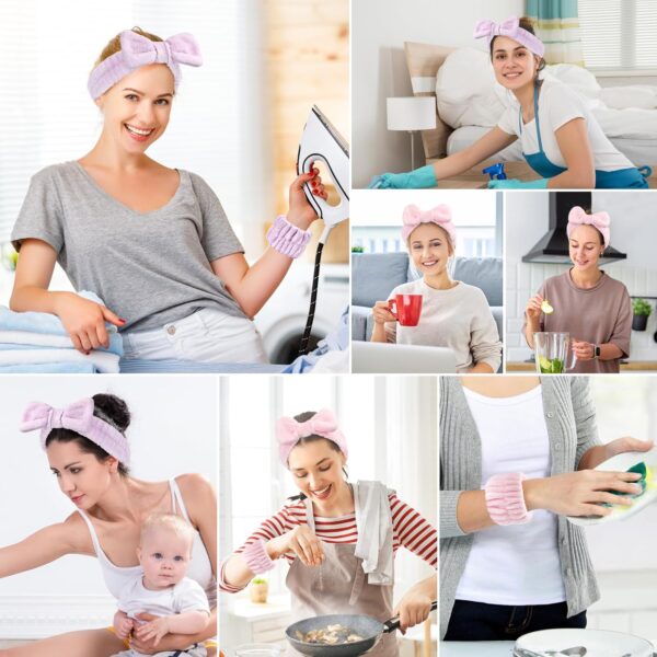 71PD456hExL._SL1500_.jpg Dorbetar 6Pack Headband and Wristband Set for Washing Face, Spa Skincare Makeup Headband, Soft Puffy Hair Band Bow Tie, for Women and Teen Girl Trendy Stuff Gifts