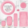 17 Car Seat Cover Full Set for Women, Universal Car Seat Cover, Plush Steering Wheel Cover, Fluffy Soft Wool Handbrake Gear, Suspension Accessories Full SUV(Patterned Pink)