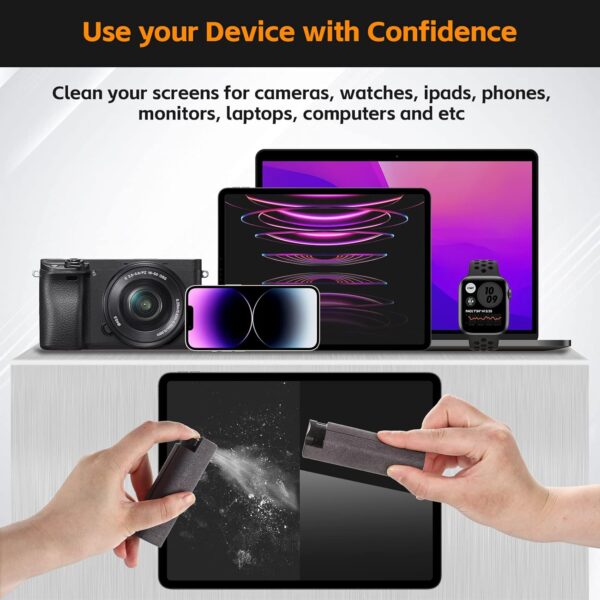 Alyvisun Screen Cleaner Kit (Liquid NOT Included), 3 in 1 Screen Cleaner Tool with Microfiber Cloth, Portable Refillable Laptop Screen Cleaner Spray Bottle for Phone/TV/Monitor/Computer/Car Screen