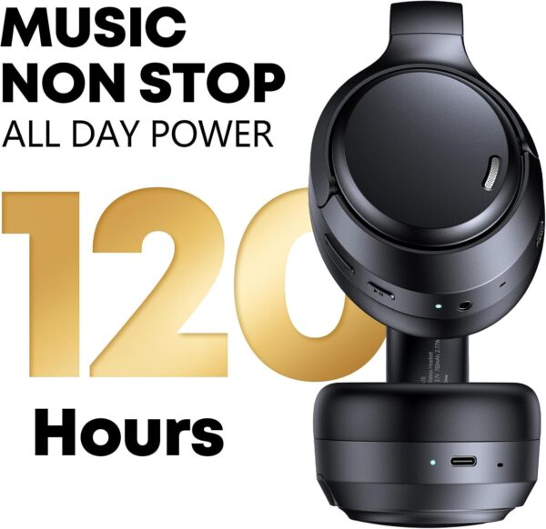 71Qb6jaWiCL._AC_SL1500_.jpg Hybrid Active Noise Cancelling Bluetooth 6.0 Headphones 120H Long Playtime, 6 ENC Mic, Over Ear Headphones Wireless, Hi-Res Audio, Memory Foam Earcup, Transparency Mode ANC Headphone for Travel Office