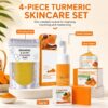 71QnLqcIVaL._SL1254_.jpg 4-Piece Turmeric Skincare Set with Face Wash, Cream, Soap Bar, Bubble Net, Facial Cleanser for All Skin Types, Soothing Hydrating Formula