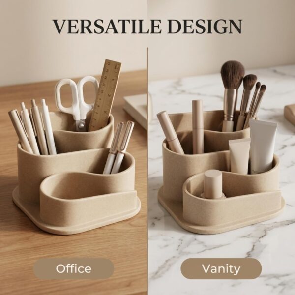 71RdOxcws0L._AC_SL1500_.jpg OAKOA Aesthetic Desk Organizer - Aesthetic Office Desk Accessories - Boho Pen Holder - Neutral Beige Desk Accessories - Home Office Essentials for Women - Cute Pencil Holder