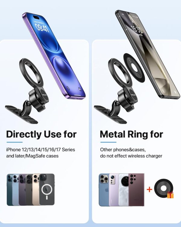 71Rgwy5dgwL._AC_SL1500_.jpg Miracase for MagSafe Car Mount【Won’t Block Vent & 20 Strongest Magnets】 Magnetic Phone Holder for Car Phone Holder Mount Dash for Car Accessories for Women Men for iPhone 17 Pro Max Air 16 15 14 13 12