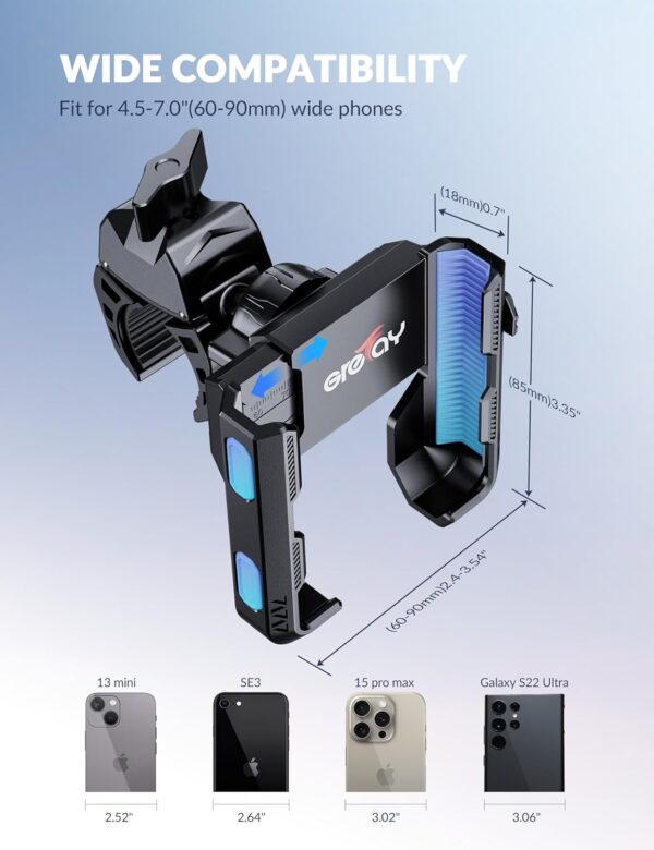 GREFAY Bike Phone Holder Motorbike Phone Holder [1S Quick Release Robust Connections] Anti Shake Universal 360° Bicycle Handlebar Holder for iPhone 17 16 15 14 13 Samsung S23/S22 4.5-7" Smartphone