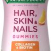 Nature's Bounty Optimal Solutions Hair, Skin & Nails with Biotin and Collagen, Citrus-Flavored Gummies Vitamin Supplement, 2500 mcg, 80 Ct, 40 Total Servings