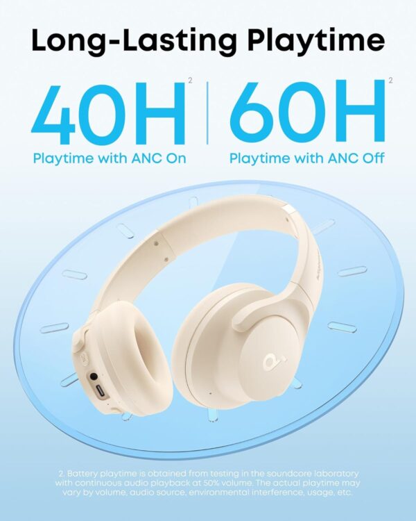 71SknVocZnL._AC_SL1500_.jpg Soundcore by Anker Q20i Hybrid Active Noise Cancelling Headphones, Wireless Over-Ear Bluetooth, 40H Long ANC Playtime, Hi-Res Audio, Big Bass, Customize via an App, Transparency Mode (White)