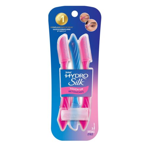 71SrOW-lqiL._SL1500_.jpg Schick Hydro Silk Touch-Up Dermaplane Razor with Precision Cover, 3ct | Dermaplaning Tool for Face, Facial Razor for Women, Eyebrow Razor, Peach Fuzz Remover