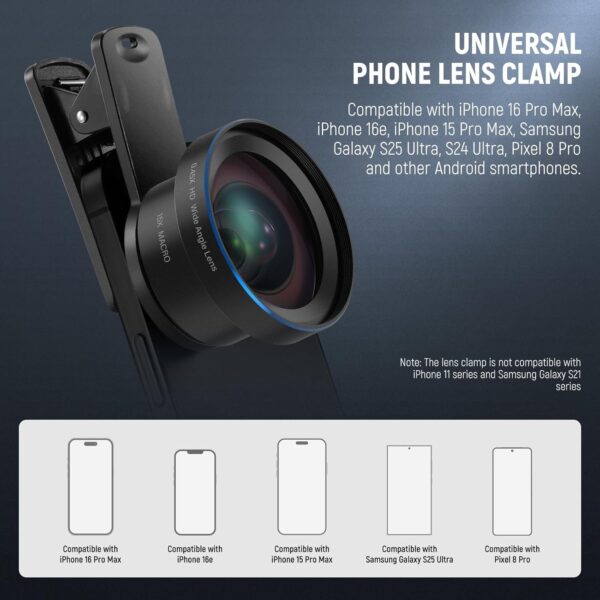 71St4DsAYaL._AC_SL1500_.jpg NEEWER BASICS 2 In 1 Phone Camera Lens Accessories Kit, HD 0.45x Wide Angle + 15x Macro, 37mm Lens Clamp Compatible with iPhone Samsung Android Smartphone, LS-67
