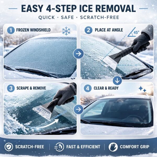 1ABOVE Ice Scraper – Non-Slip Soft Grip, Scratch-Free Snow & Frost Remover for Car & SUV Windscreens (1)