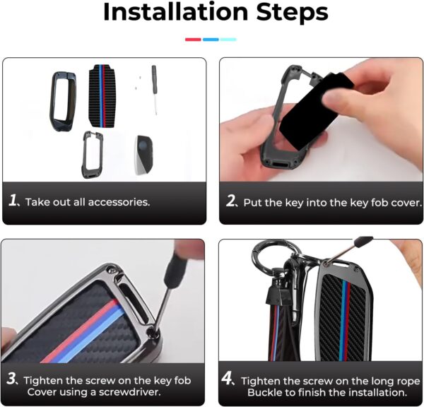 71TOMR8GRaL._AC_SL1500_.jpg for BMW Key Fob Cover with Keychain, Carbon Fiber Metal Key Fob Case Fit for BMW 2025 2026 New X5 X7 7 iX X6 i5 M60 i7 Series, Full Protection Car Key Cover Shell Accessories for Man and Woman