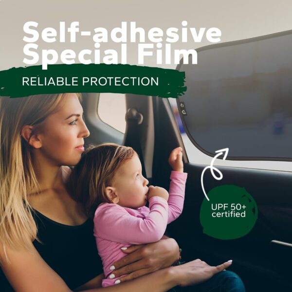 71TQ-blEr1L._AC_SL1500_.jpg Car Window Shades For Baby • CERTIFIED UPF50+ UV Protection • DEKRA certified • Durable GSM105+ Nylon • Double Protection • Car Sun Shade For Baby • Universal Size