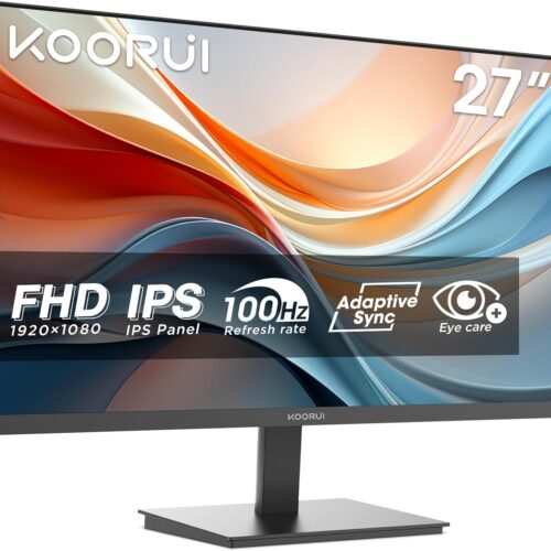 KOORUI E2711F 27 Inch FHD Monitor, Gaming 100Hz, IPS Computer Monitors, 1080P Pc Screen, Adaptive Sync, 5ms, VESA 100x100mm, Eye Care, HDMI, VGA