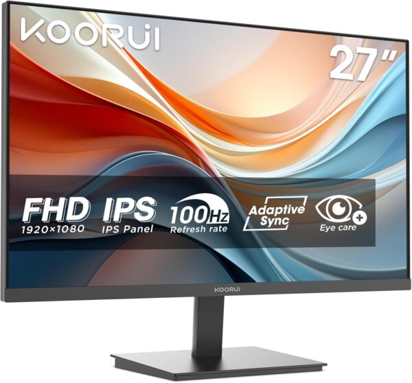 71TRtoB4XSL._AC_SL1500_.jpg KOORUI E2711F 27 Inch FHD Monitor, Gaming 100Hz, IPS Computer Monitors, 1080P Pc Screen, Adaptive Sync, 5ms, VESA 100x100mm, Eye Care, HDMI, VGA