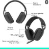 Logitech Zone Vibe 100 Lightweight Wireless Over Ear Headphones with Noise Canceling Microphone, Advanced Multipoint Bluetooth Headset, Works with Teams, Google Meet, Zoom, Mac/PC - Graphite