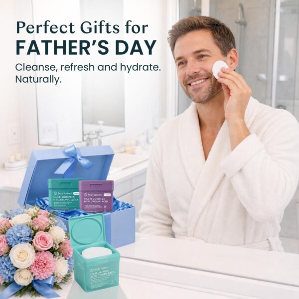 Body Restore Bakuchiol Toner Pads – Fathers Day Gift for Dad, Korean Skin Care, Face Wipe with Niacinamide and Hyaluronic Acid, Birthday Gifts for Women and Men
