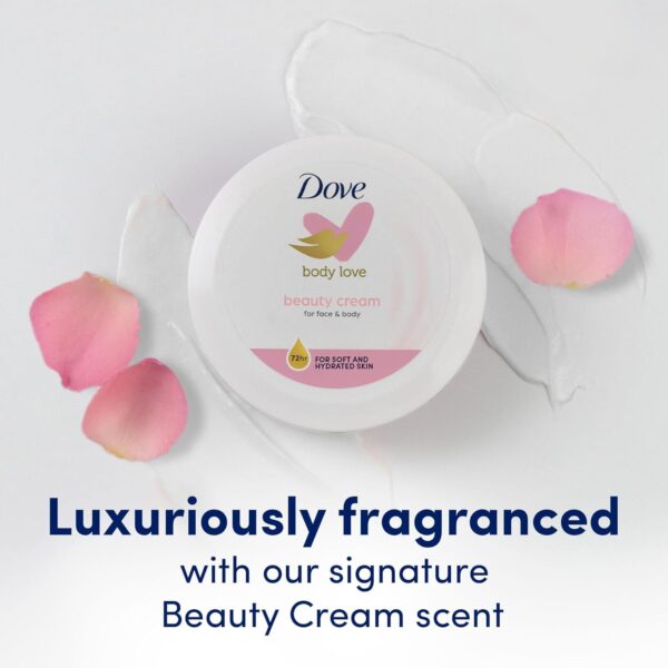 71U02B9y7BL._SL1500_.jpg Dove Nourishing Body Care, Face, Hand, and Body Beauty Cream for Normal to Dry Skin Lotion for Women with 24-Hour Moisturization, 4-Pack, 2.53 Oz Each Jar