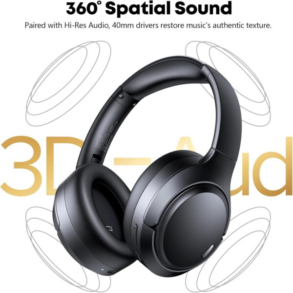 71UXSZIu5KL._AC_SL1500_.jpg Hybrid Active Noise Cancelling Bluetooth 6.0 Headphones 120H Long Playtime, 6 ENC Mic, Over Ear Headphones Wireless, Hi-Res Audio, Memory Foam Earcup, Transparency Mode ANC Headphone for Travel Office