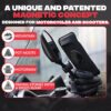 Shapeheart - Magnetic motorbike mirror phone holder Pro Moped phone holder smartphone holder Anti vibrations waterproof mount 360° orientation