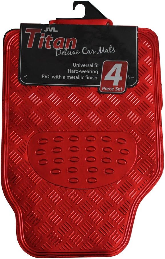 71UgJuLsLIL._AC_SL1000_.jpg JVL Titan Car Mat Set Metallic Design with Rubber Backing, Red