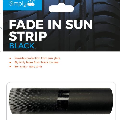 Simply FAD01 Car Windscreen Fade Strip, Provides Protection from Sun Glare, Self Cling Easily Fit & Remove Black