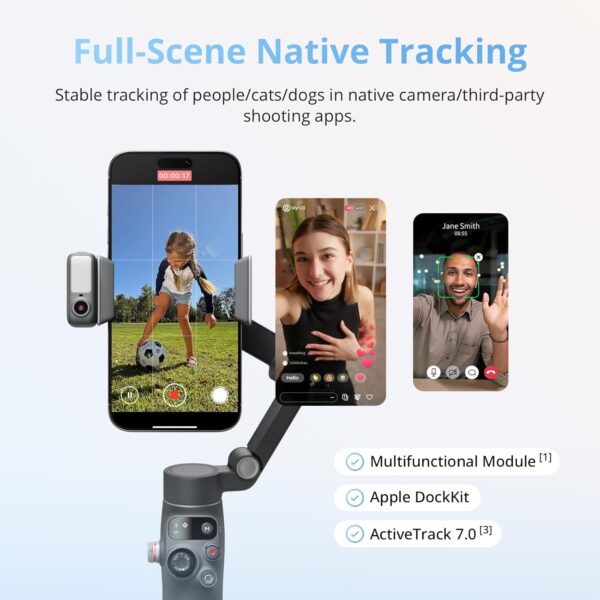 71VD44V9DRL._AC_SL1500_.jpg DJI Osmo Mobile 8 Advanced Tracking Combo Gimbal Stabilizer for Phone, AI Native Tracking with Audio & Lighting, 360° Pan Rotation, Built-in Extension Rod&Tripod, 10h Battery