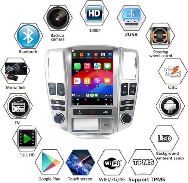 Android Touch Screen Car Stereo 9.7 Inch Car Stereo Radio Plug And Play For Lexus RX330 RX300 RX350 RX400 2004-2008 Car Accessories Car Radio(AT200 4 Core Wifi 1G+32G)