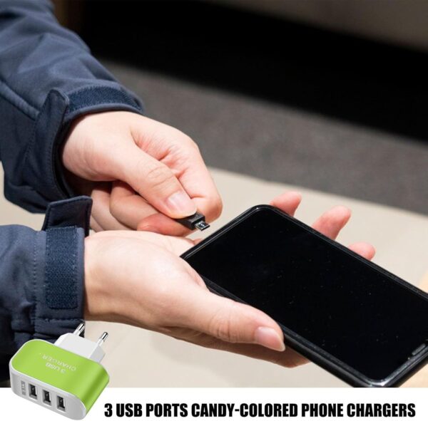 Port USB Charger | 3 Light USB Charger Socket | Smart Multiple Ports, Wall Socket Adapter | for Smartphone and Home Devices
