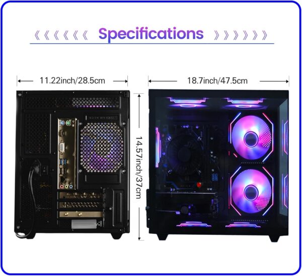 71WHe9L6q2L._AC_SL1500_.jpg suevery Prebuilt Gaming PC Desktop, Ryzen 5 6-Core 3.6GHz Up to 4.1GHz | 16GB DDR4 RAM | 512G SSD | RX 560 4G Graphics Card | Wi-Fi 6, Gamer Computer Tower for Home Office, Black
