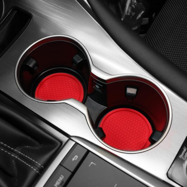71WrVau98oL._AC_SL1500_.jpg SINGARO Car Cup Coaster, 4PCS Universal Non-Slip Cup Holders Embedded in Ornaments Coaster, Car Interior Accessories, Red