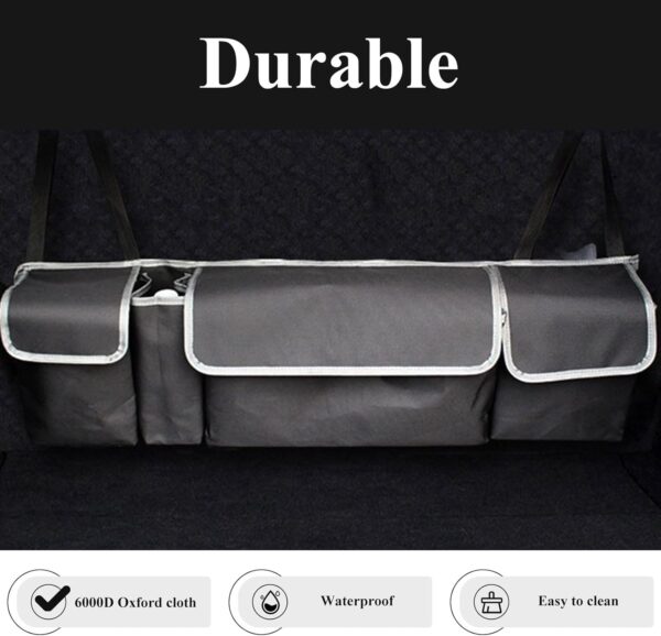 71XC4okIbcL._AC_SL1500_.jpg ASelected Car Trunk Organizer 90 x 25 x 12 cm with Adjustable Straps for SUV Foldable with Multiple Compartments Waterproof PVC Trunk Storage Space Saving, Black