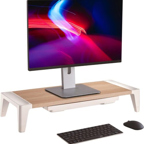 71XCaqdtoyL._AC_SL1500_.jpg Properav Universal Computer Monitor Desk Riser Stand with Drawer Storage for PC TV Laptop - Wood Effect