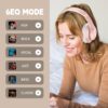 Wireless Bluetooth Headphones Over Ear 65H Playtime HiFi Stereo Headset with Microphone and 6EQ Modes Foldable Bluetooth V6.0 Headphones for Travel Smartphone Computer Laptop Rose Gold