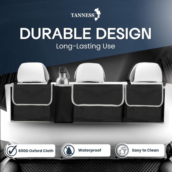 71Xb4uJUWTL._AC_SL1500_.jpg TANNESS Car Boot Seat Organiser with Adjustable Straps - Storage Accessories Organisers - Seat Back Protectors, Medium Large Interior Travel Storage, Foldable Cargo Net Car Backseat Cover Gadgets