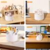 71Z5oFfFCfL._AC_SL1500_.jpg Desk Organisers Pen Holder 360° Rotating Makeup Organiser Stationary Desk Organisers with 5 Compartments Pen Pot for Home Office School Classroom, White