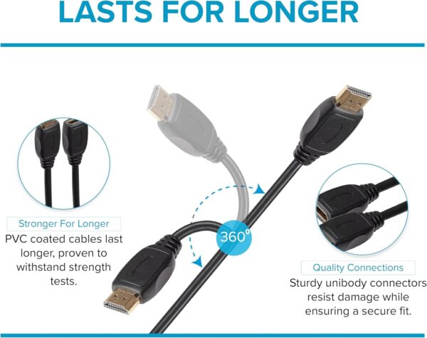 71Z8wIRJ63L._AC_SL1500_.jpg Maplin HDMI Extension Cable 3m, 4K 30Hz Male to Female Adapter, Ultra HD High Speed, ARC/HDR/3D, Ethernet, Compatible with TVs, Monitor, PS4/5, Xbox, Projector, Soundbar, Sky Box, PC, Laptop, Apple TV