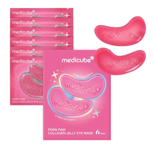 medicube PDRN Pink Collagen Jelly Eye Mask | Hydrogel Eye Patches with PDRN, Collagen, NAD | Refreshing for Puffy, Tired Eyes | Firming for Look of Wrinkles, Fine Lines | Korean Skincare (6 Pairs)