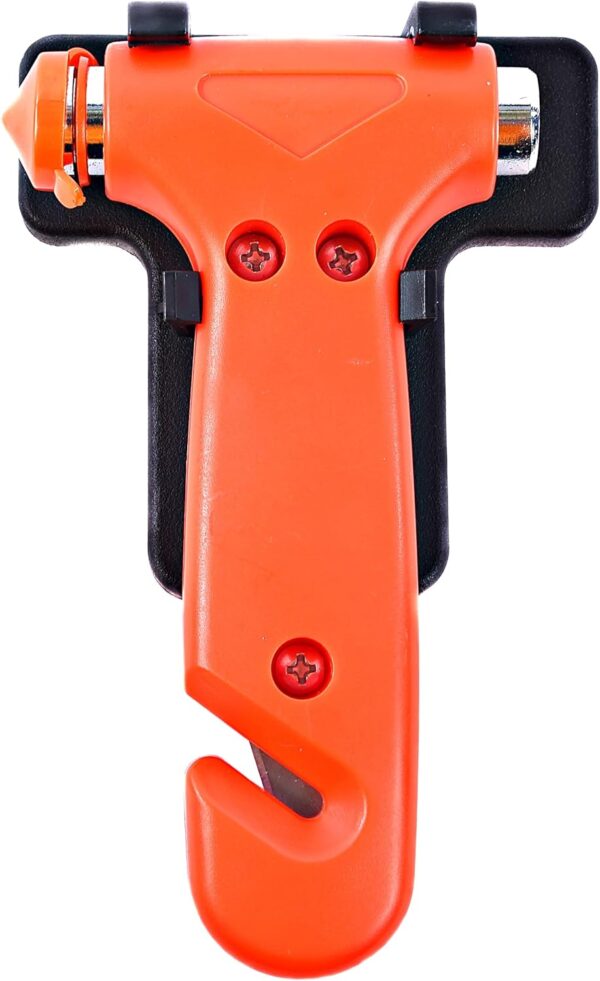 AA Emergency Car Window/Glass Hammer Seatbelt Cutter Rescue Tool AA6240 - Essential For Quick Vehicle Escape – With Mounting Screws And Bracket, Red