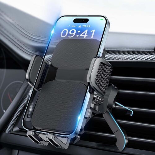 71ZJ8IAevKL._AC_SL1500_.jpg Brencco Car Phone Holder Air Vent, 360° Rotation Car Phone Holder Hook Clip & Legs Double Support One Button Release for Cars Vent for iPhone, Galaxy, All 4.0''-7.0'' Smartphones