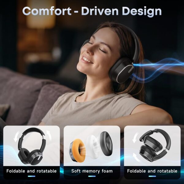 71ZwiWgX9aL._AC_SL1500_.jpg Hybrid Active Noise Cancelling Bluetooth Headphones, Over Ear Wireless Headphones with 120H Playtime, Hi-Res Audio, Deep Bass, Memory Foam Ear Cups for Home Office Travel